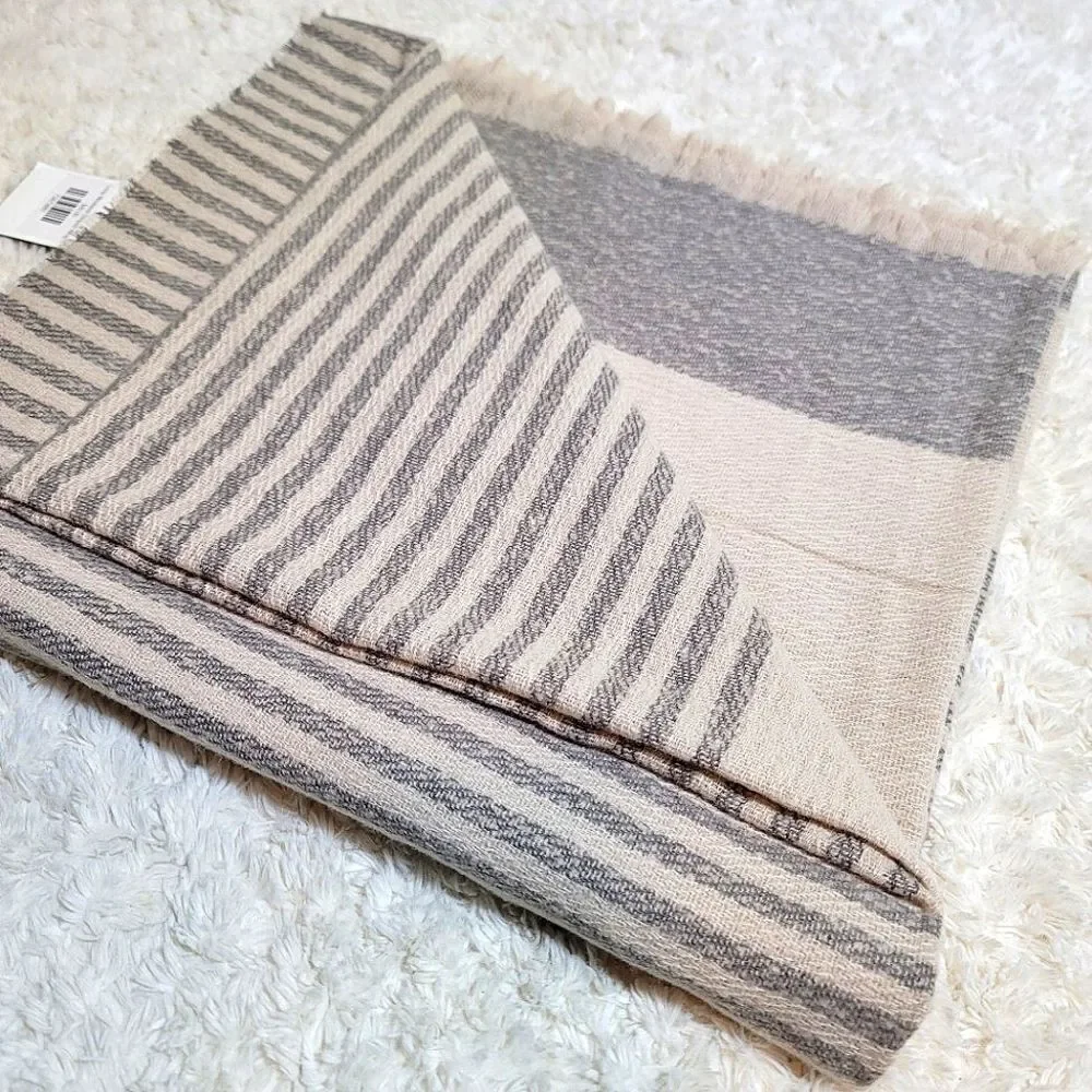 Jojo + Coco Grey & Cream Long Weekend Striped Wrap Scarf